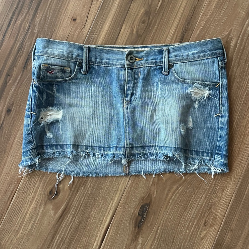 Distressed Denim Mini Skirt